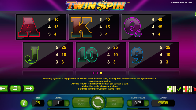 Игровой интерфейс Twin Spin 1